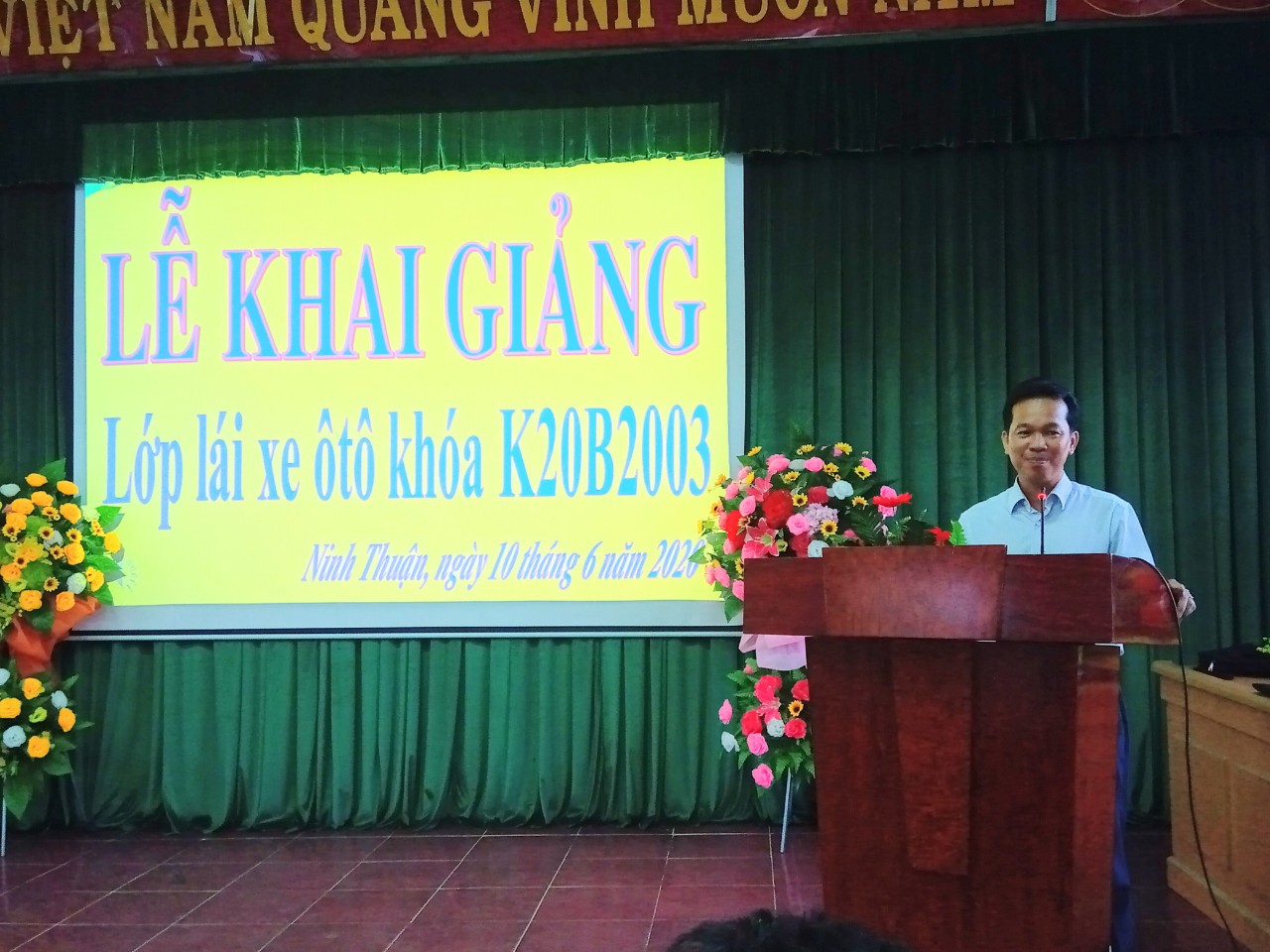 Lễ khai giảng lớp Lái xe ô tô hạng B2 Khóa  K20B2003 Trường CĐN Ninh Thuận
