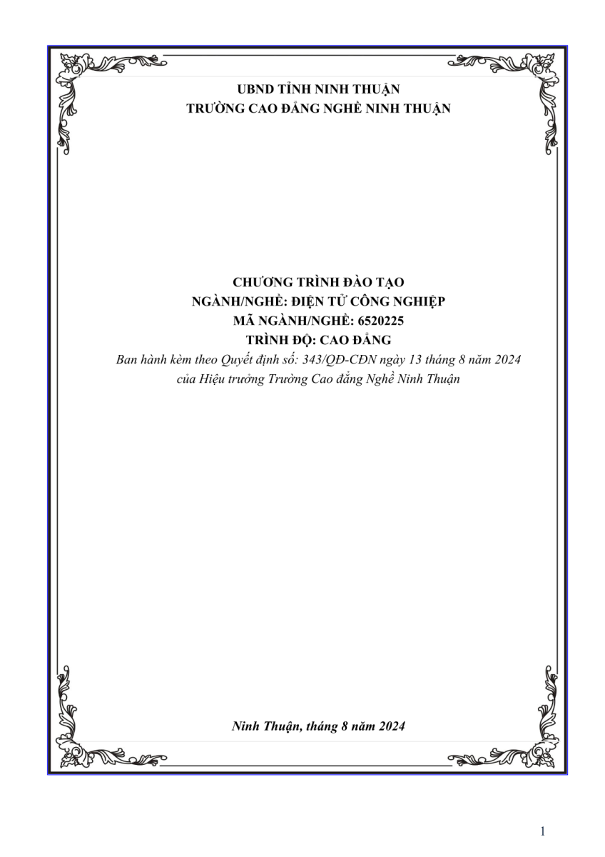 Chương trình đào tạo nghề Điện tử công nghiệp Khóa 24
